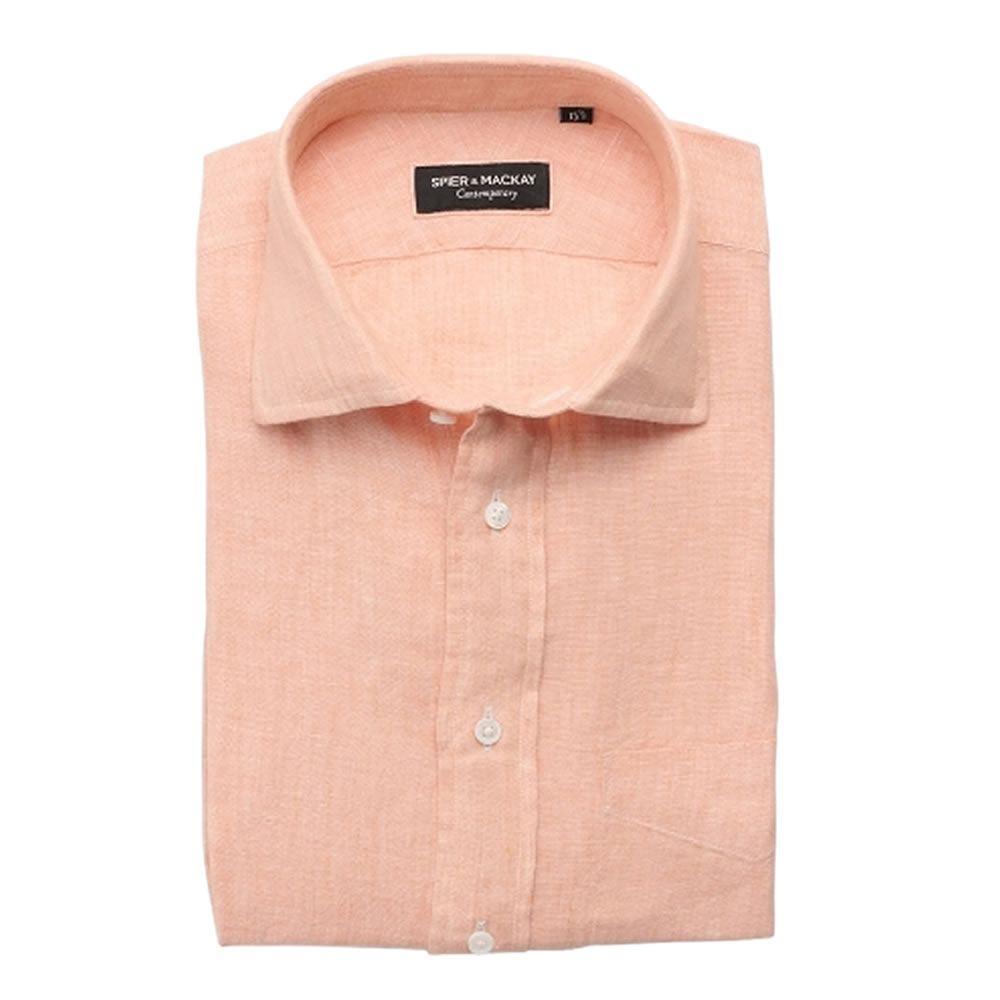 SPIER & MACKAY Coral Linen Short Sleeve Shirt